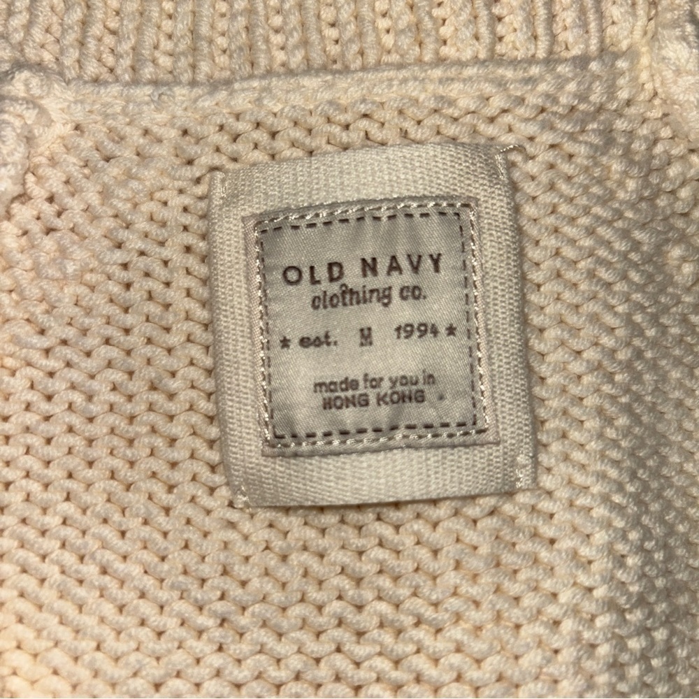 Vintage Old Navy Womens Pullover Sweater Cream Deep V-Neck Long Sleeve Sz M - Picture 3 of 7